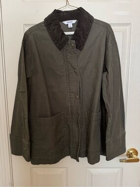 Old Navy Olive Utility Jacket with Dark Brown Corduroy Collar